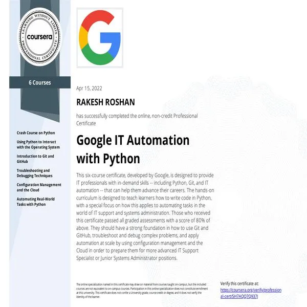 Google IT Automation with Python